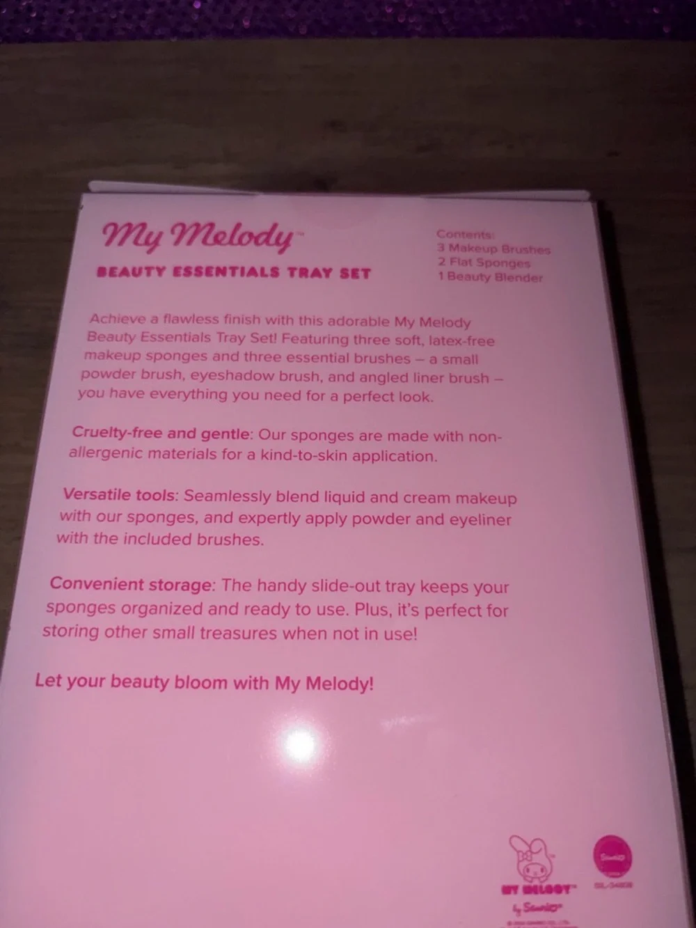 My Melody Sanrio Pink Makeup Brush Set w/ Sponge & Tray Kawaii Beauty Kit NWT
